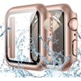 thumbnail image 1 of XiHAMA Waterproof Case Compatible with Apple Watch SE (2nd Gen) Series 6 5 4 Screen Protector, Tempered Glass Hard PC Bumper Face Cover, 1 of 7