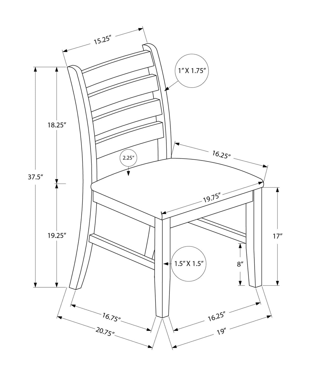 Monarch Specialties  Chaise De Salle À Manger, Hauteur De 38", Salle À Manger, Cuisine, Ensemble De 2, Coté, Rembourré, Blanc Antique, Aspect Linge Beige, Transitionnel