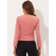 thumbnail image 4 of INSPIRE CHIC Women's Work Office Open Front Zipper Collarless Cropped Blazer Deep Pink XL, 4 of 5