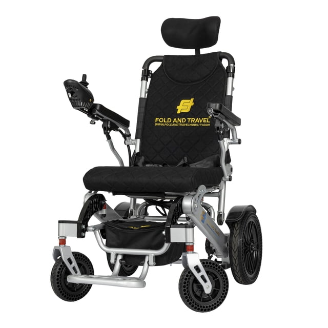 Fauteuil Roulant Électrique Léger de Qualité Supérieure à Pliage et Voyage, Inclinable Automatique, Fauteuil Roulant Motorisé à Inclinaison Automatique
