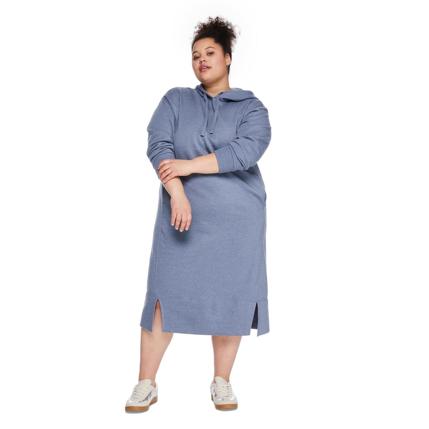 Robe mi-longue en molleton avec capuchon George Plus pour femmes