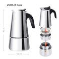 thumbnail image 2 of Cafetière, Pot Moka en Acier Inoxydable Poli pour Camping, 2 of 8