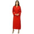 thumbnail image 2 of Bimba Women Long Solid Belt Robe Soft Modal Cotton Wrap Round Plain Bath Robe, 2 of 9