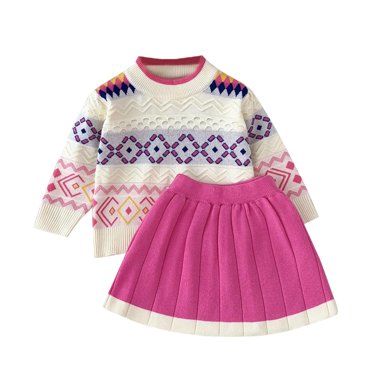zbxnLI Little Girls Clothes Outfits 2 Piece Long Sleeve Sweater + Skirt Sets for Toddler Girls Fall Winter