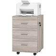 thumbnail image 1 of Vinsetto 3 Drawer File Cabinet with Lock and Wheels, Grey Wood Grain, 1 of 10