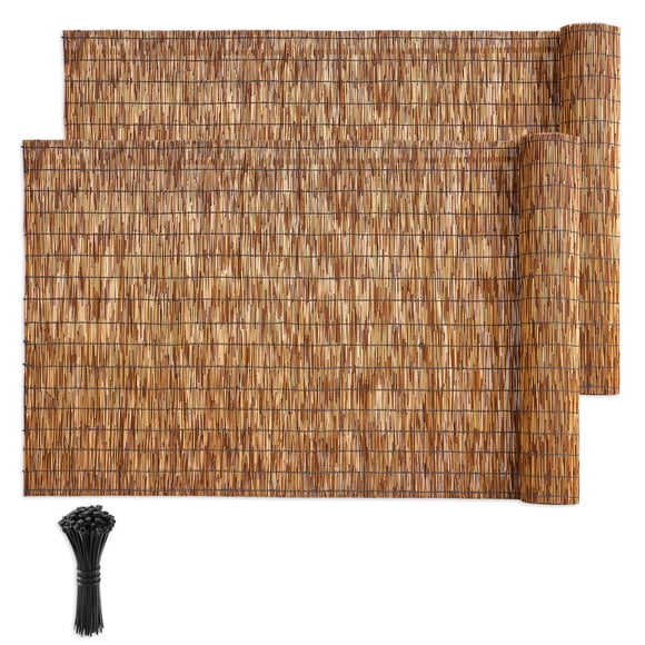 KFFKFF Natural Reed Fencing, 4 ft x 13.12 ft, 2 Pack Decorative Natural Reed Fencing Roll, Decorative Fence for Backyard Divider, Privacy Screen Panel Curtain for Balcony Patio Garden Backyard