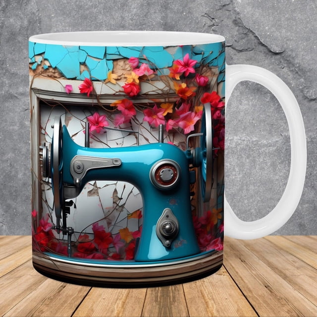 Everyday Low Price! Floral Sewing Machine Coffee Mug, Funny Sewing Mug, Any Day Spent Sewing is a Good Day, Perfect for Sewing Enthusiasts and Craft Lovers