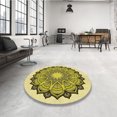thumbnail image 4 of Ahgly Company Tapis d'Intérieur Lavable en Machine Carré Transitionnel Jaune Néon, 7 Pieds Carré, 4 of 7