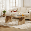 thumbnail image 1 of Fnova Farmhouse Coffee Table for Living Room, 47.24" Rectangle Wood Coffee Table, Easy Assembly, 1 of 13