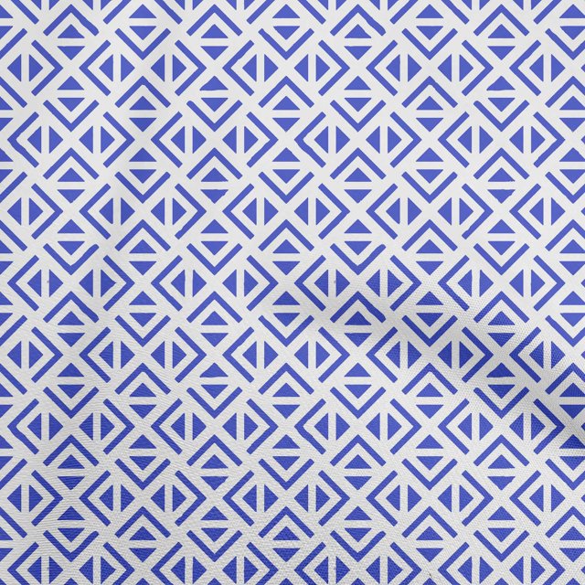 oneOone Rayon Medium Blue Fabric Geometric Triangle Sewing Craft Projects Fabric Prints By Yard 56 Inch Wide
