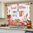 thumbnail image 4 of ORUYROP Rideaux de Cuisine Rustiques Style Ferme Petits Courts Fraise Floral Fruit Dessert Planche de Bois Rouge Aquarelle Poche pour Tringle Campagne Marguerite Chambre Salon Habillage Tissu 2 Panneaux 27.5l X 39h, 4 of 6