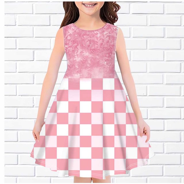 LOVZFMLL Girls' Summer Patchwork Ruffled Camisole Skirt Loose Skirt