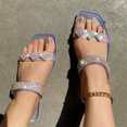 thumbnail image 2 of BADHUD Women's Flat Sandals Flat Slide Sandals with Rhinestone Open Toe Slide Sandals Comfort Casual Walking Sandals, 2 of 5