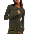 thumbnail image 1 of Yuyuzo Women's Ribbed Knit Tops Long Sleeve Crewneck Slim Tight T Shirts 2024 Basic Solid Color Tees, 1 of 7