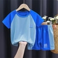 thumbnail image 2 of MIASHUI Boys Loose Athletic Short Sleeve Shirt and Active Mesh Shorts Set,Blue,5-6 Years, 2 of 3