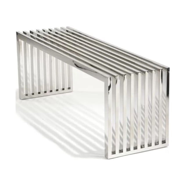 Alarah Medium Bench made of Polished Stainless steel Metal Frame
