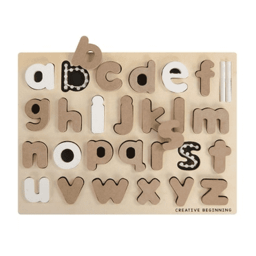 Creative Beginning Casse-Tête Alphabet en Bois pour Enfants de 3 à 5 Ans avec Traceurs et Base Tableau Noir, Blocs d'Apprentissage ABC et Jouet Éducatif d'Appariement de Lettres