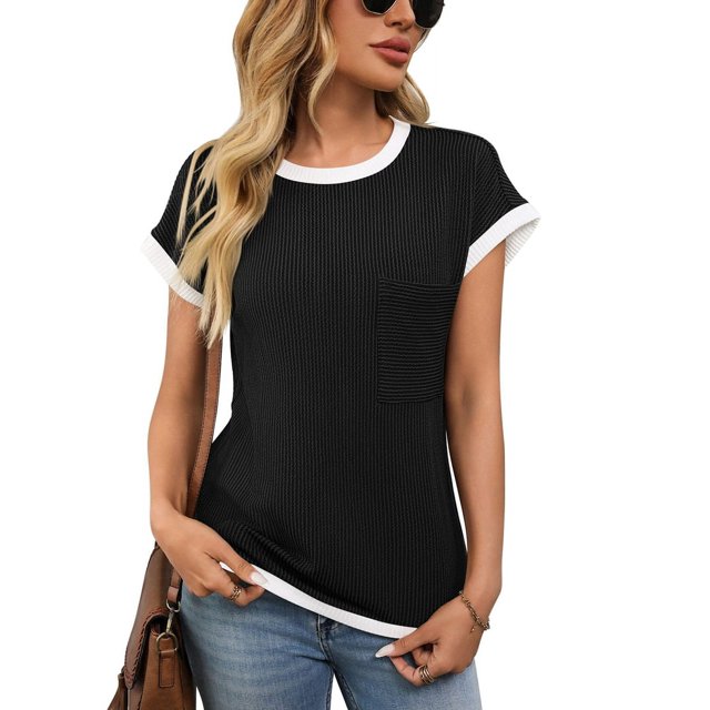 T-shirts à Manches Courtes pour Femmes Noir P