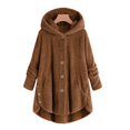 thumbnail image 3 of Womens Cardigan Plus Size Button Plush Tops Hooded Loose Cardigan Wool Coat Winter Jacket Navy Xl, 3 of 8