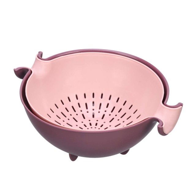 Double Rotating Draining Basket Double Color Fruit Basket Plastic Dishwashing Basket Kitchen Supplies Storage Basket Double Round Fruit Basket Dishwashing