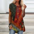 thumbnail image 2 of EQWLJWE Hauts d'Été pour Femmes Hauts pour Femmes Liquidation Femmes Décontracté Imprimé Manches Courtes Col Rond Chandail Blouse T-shirt Hauts, 2 of 5