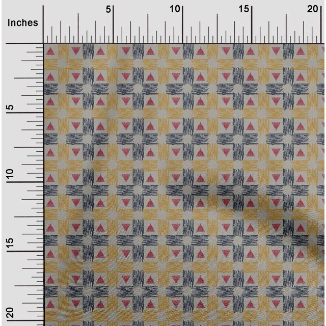 oneOone Cotton Silk Fabric Check & Triangle Ikat Fabric Prints By Yard 42 Inch Wide
