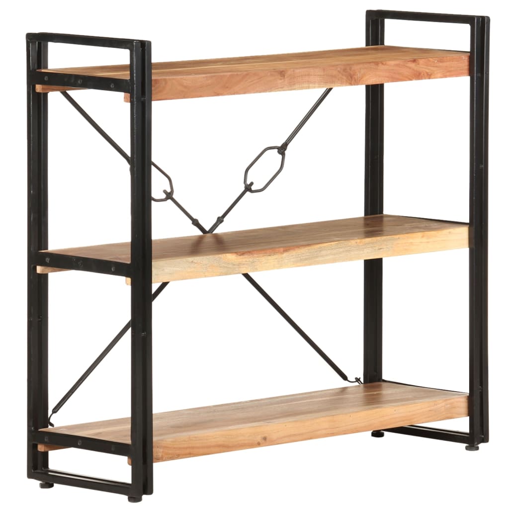vidaXL 3-Tier Bookcase 90x30x80 cm Solid Acacia Wood