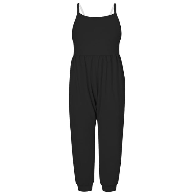 FAIWAD Kids Girls Summer Jumpsuits Spaghetti Strap Sleeveless Baggy Causal Rompers with Pockets