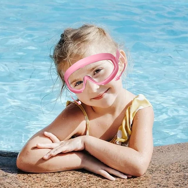 BKER Lunettes de Natation pour Adultes, Grande Monture, Lunettes de Natation, Lunettes de Plongée, Ensemble Bonnet de Bain en Forme de Goutte d'Eau et Lunettes Anti-Buée