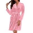 thumbnail image 4 of ManxiVoo Plush Fleece Long Robe Shawl Collar Cozy Warm Bathrobe Spa Relaxation House Coat XL Size Pink, 4 of 6