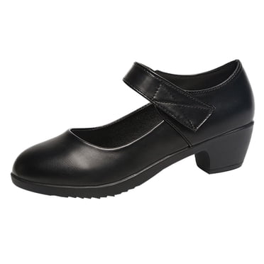 XZNGL Shoes for Womens Shoes Work Shoes Women Comfortable Single Shoes Square Heel Pure Color Shoes Round Toe Work Shoes