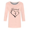 thumbnail image 4 of Penkiiy T-Shirts à Manches 3/4 pour Femmes avec Imprimés Cœur, Col Rond, Tunique de la Saint-Valentin, Blouse TP Rose, 4 of 5