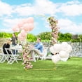 thumbnail image 2 of Outsunny Arche de Mariage Dorée 7 Pi x 4 Pi, Support de Toile de Fond avec Piquets en U, 2 of 10