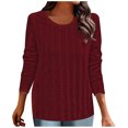 thumbnail image 1 of AherBiu Womens Long Sleeve Tops Crewneck Pullover Spring Sweater Top T Shirts Solid Color, 1 of 6