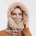 thumbnail image 3 of Women Winter Outdoor Riding Headgear Cold-Proof Ski Cap Warm Bib Face Mask Integrated Cold-Proof Hood Hat, 3 of 5