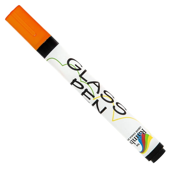 glass Pen Window Marker: Liquid chalk Markers for glass, car Marker or Mirror Pen with Washable Paint - car Windows, Mirror, Storefront Windows, Parade & Party, Holiday (Orange, Fine Tip)
