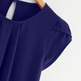 thumbnail image 4 of Chemise Décontractée pour Femme en Chiffon Uni à Manches Courtes et Col Rond, Blouse à Manches Courtes (Bleu Foncé, TG), 4 of 5