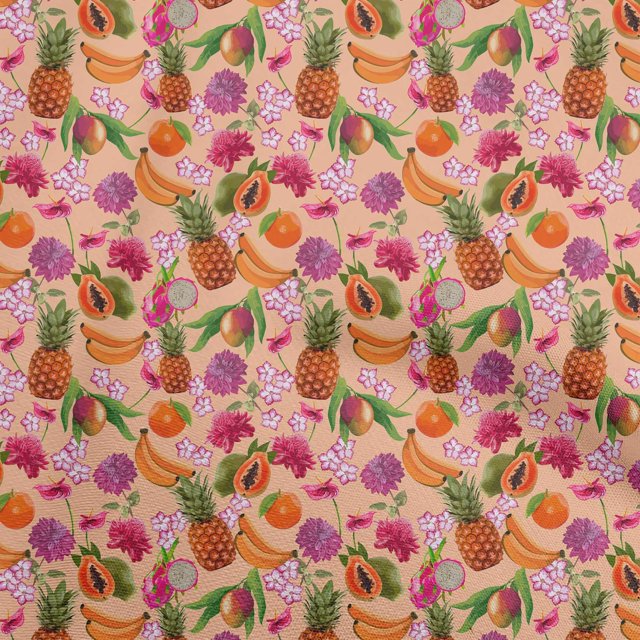 oneOone Polyester Spandex Peach Fabric Tropical Craft Projects Decor Fabric Printed By The Yard 56 Inch Wide