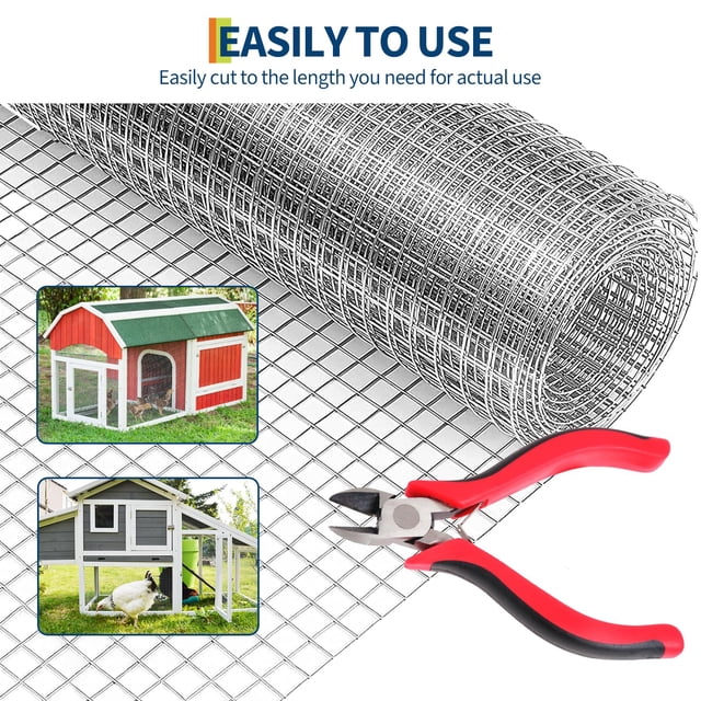 EDTara 19-Gauge 1/2" Galvanized Hardware Cloth, Double Hot-Dip After Weld, Heavy Duty Chicken Wire Mesh for Coops & Fencing**