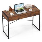 Giantex Computer Desk w/Drawers, Industrial Study Writing Desk for Home Office, Rustic Brown