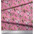 thumbnail image 2 of Soimoi Rayon Fabric Hummingbird,Leaves & Rose Floral Printed Fabric 1 Yard 56 Inch Wide, 2 of 3