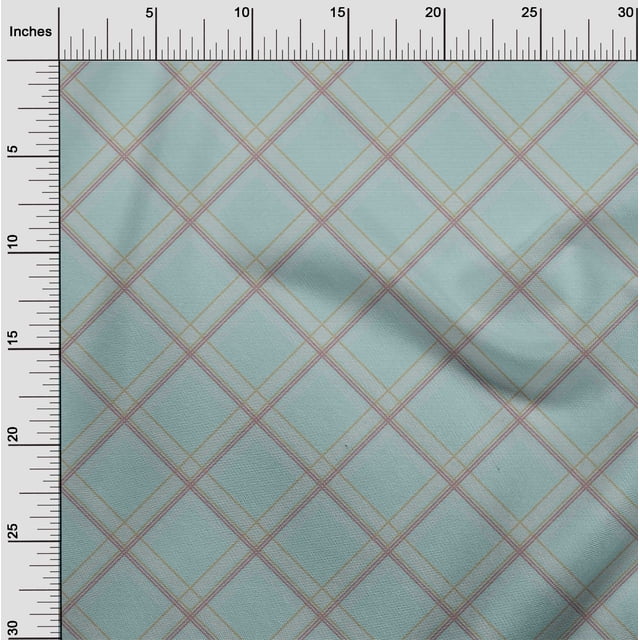oneOone Silk Tabby Fabric Tartan Check Printed Fabric 1 Yard 42 Inch Wide