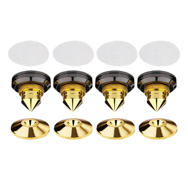 4PCS Speakers Spikes Mount Pads Shoes for Audio Turntable Speaker Alloy Gold