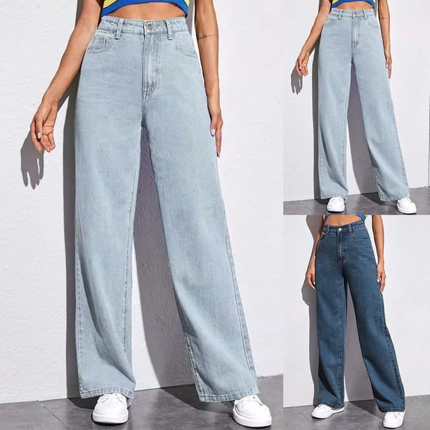 Zhanying Women Denim Jeans Women Wide Leg High Waisted Stretchy