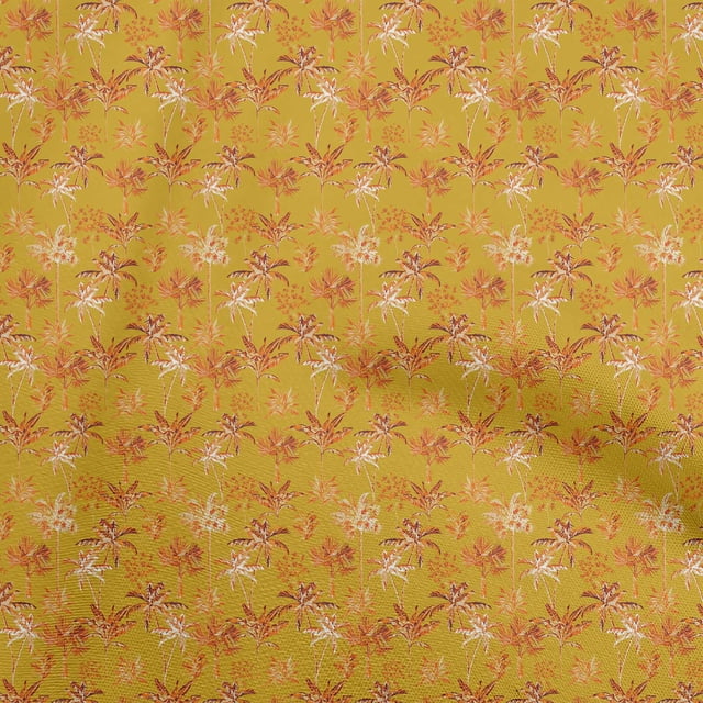 oneOone Rayon Dark Mustard Fabric Tropical Sewing Material Print Fabric By The Yard 56 Inch Wide