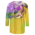 thumbnail image 4 of T-shirts de Mardi Gras pour Femmes, T-Shirts de Croisière de Carnaval, Vêtements de Mardi Gras à Masque Pailleté Graphique pour Femmes Grande Taille, T-Shirts à Col Rond à Manches 3/4 Imprimés Masque de Carnaval pour Femmes Mode Hauts de Carnaval, 4 of 5