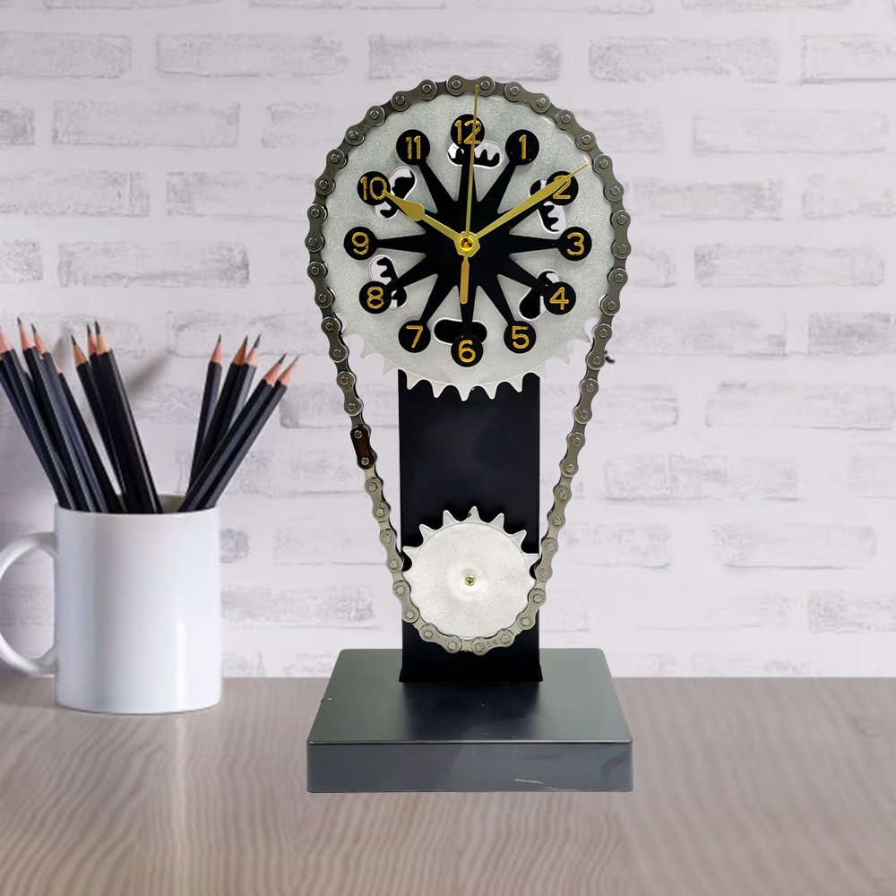Metal Edition Rotating Gear Clock Decorative Wall Clock Vintage Mechanical Clock Industrial Style Wall Chain Clock Rotating Gear Clock Home Garden Decoration Tool