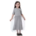 thumbnail image 2 of HXWCHs Robe Fille Élégante Style Ethnique Longue Robe pour Filles Célébrations Col Rond Manche Courte Longueur au Sol Tenue Formelle Gris 100, 2 of 3