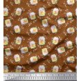 thumbnail image 1 of Soimoi Brown Velvet Fabric Swirl & Fruit Jar Kitchen Printed Fabric 1 Yard 58 Inch Wide, 1 of 3