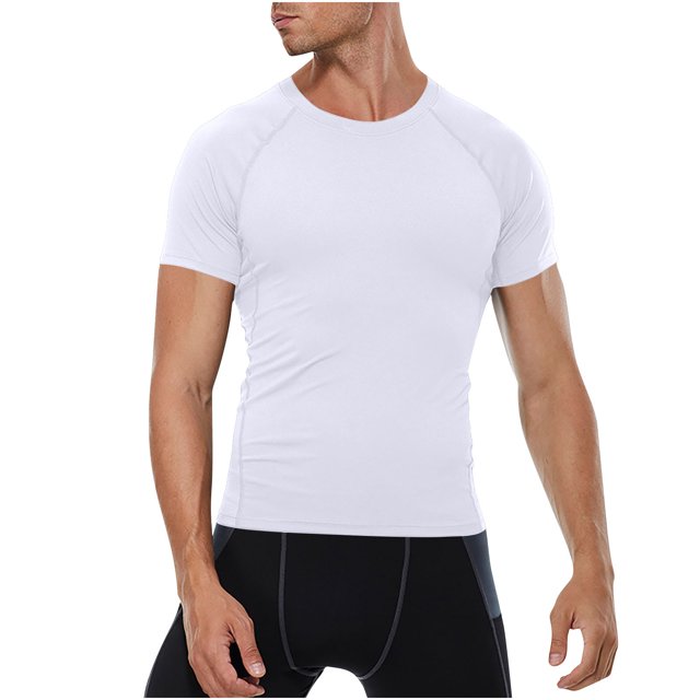 Kaemgyyd Chandail de Compression Homme Respirant à Manches Courtes Ajusté Athlétique Sport sous-Vêtement Séchage Rapide Extensible Course Entraînement Hauts